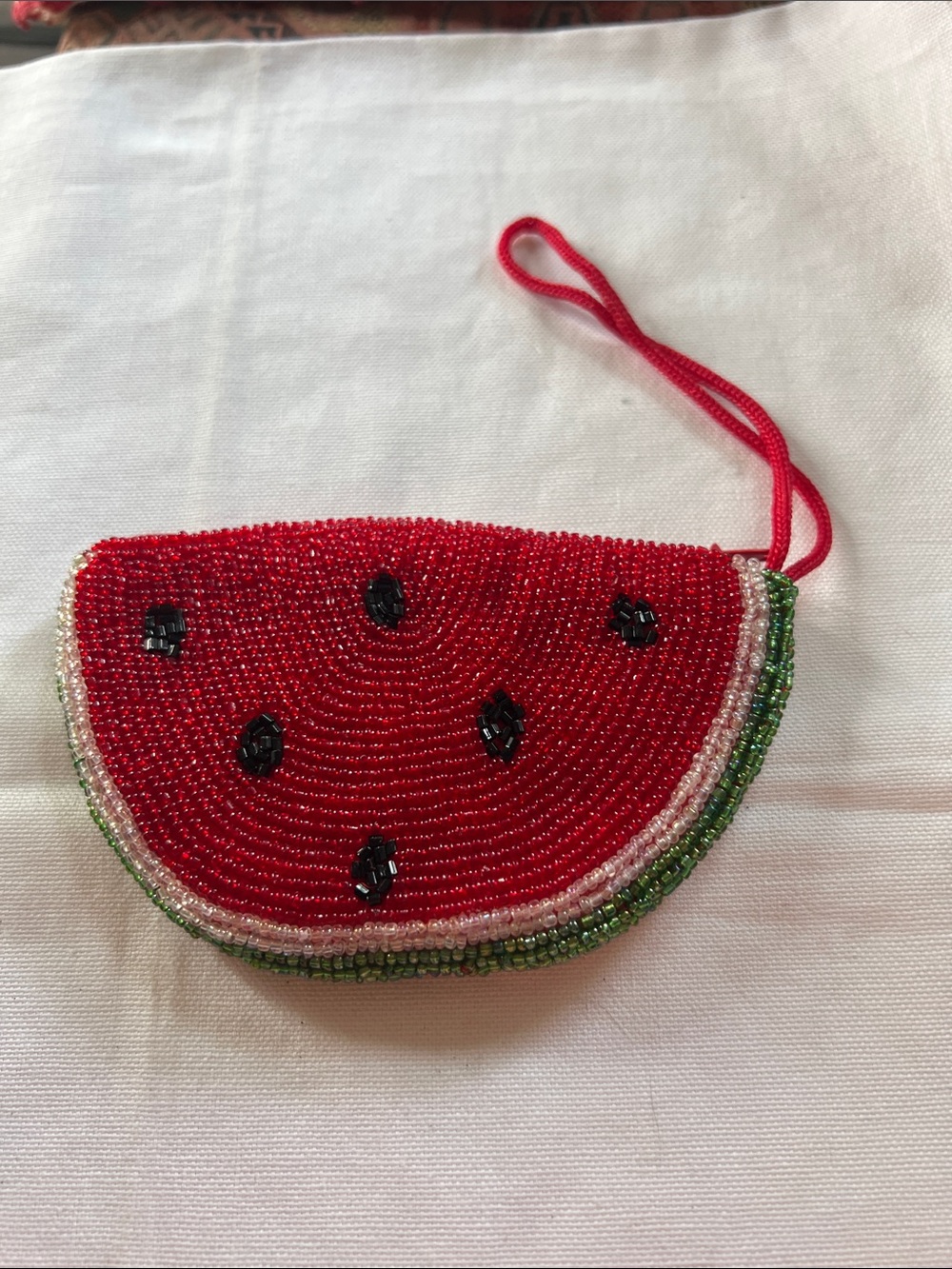 Watermelon beaded change purse